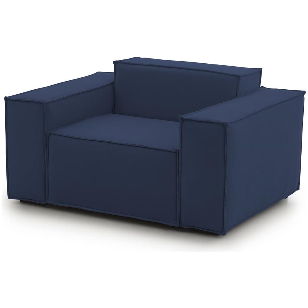 Poltrona Emanuela, Poltrona Da Salotto, 100% Made In Italy, Poltroncina Relax In Tessuto Imbottito, Cm 140x95h70, Blu - Foto 2