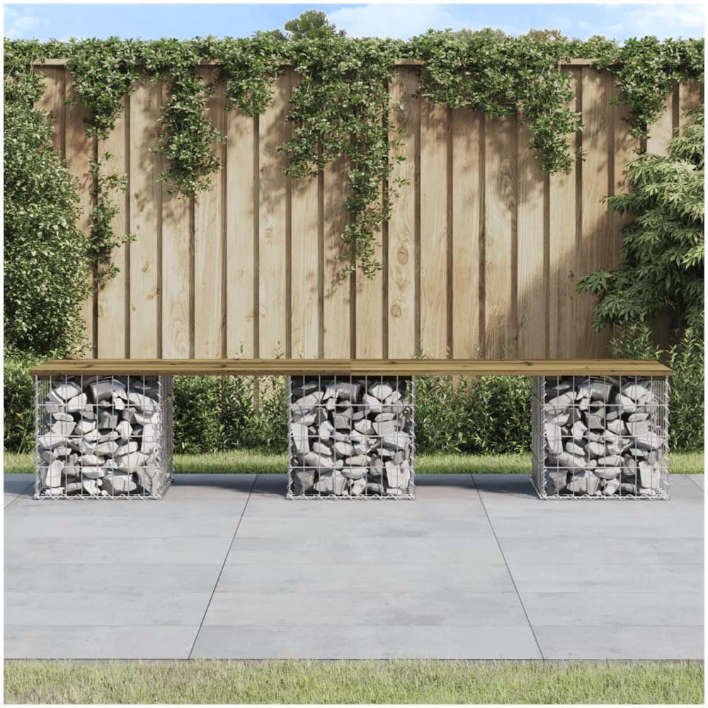 Panca da Giardino Design Gabbione 203x31x42 cm Pino Impregnato - Foto 1