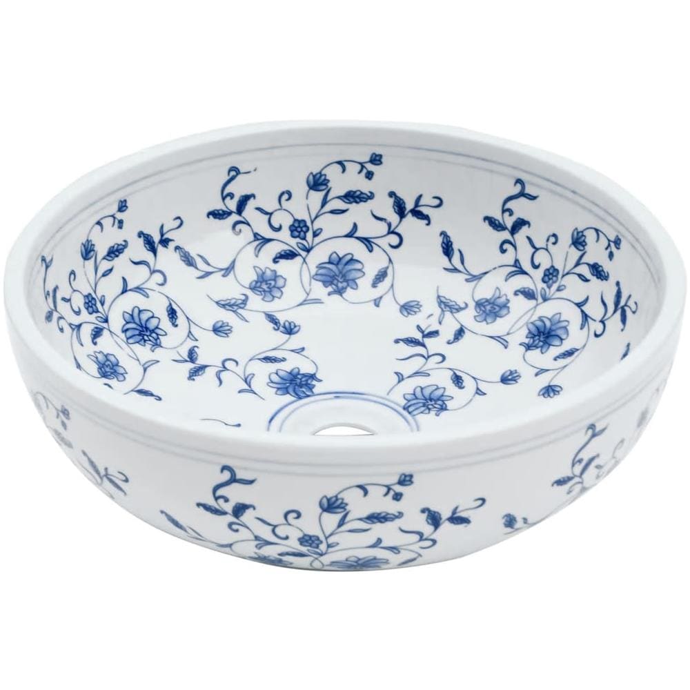 Lavabo Da Appoggio Bianco E Blu Rotondo F41x14 Cm Ceramica - Foto 3