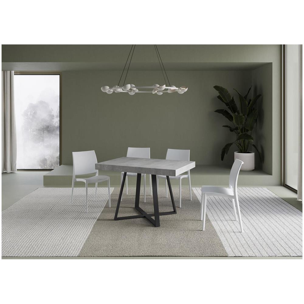 Tavolo allungabile 80x120/204 cm Abbraccio cemento gambe antracite - Foto 2