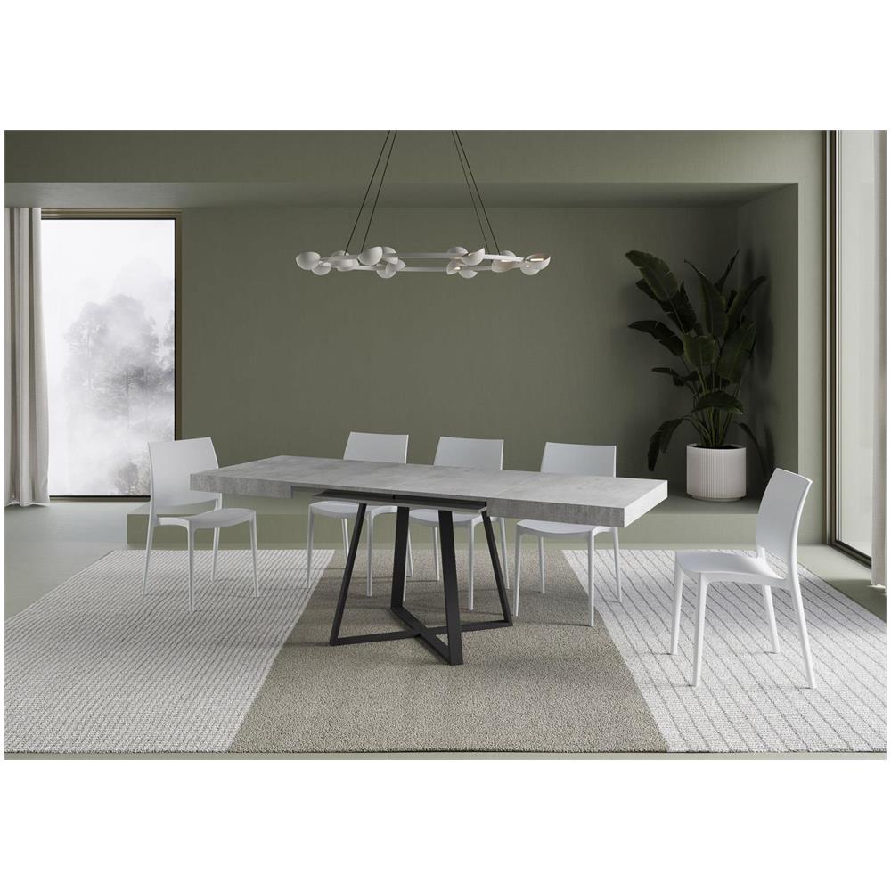 Tavolo allungabile 80x120/204 cm Abbraccio cemento gambe antracite - Foto 3