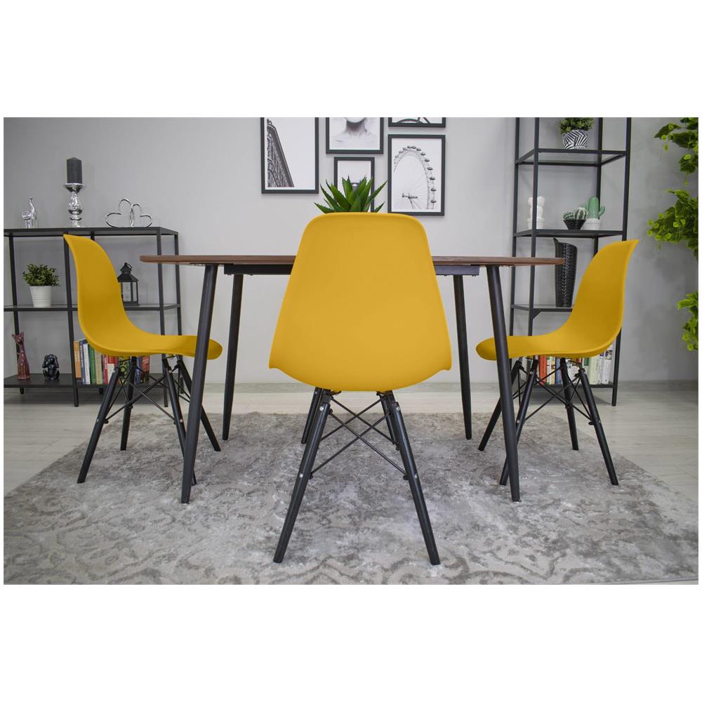 Sedia OSAKA con gambe nere senape ergonomica per soggiorno - Foto 10