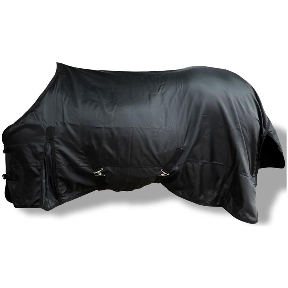 Coperta Cavallo In Pile A Doppio Strato Con Sovraccinghie 125 Cm Nera - Foto 1