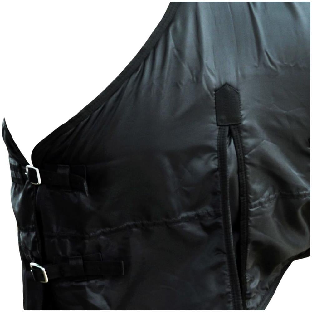 Coperta Cavallo In Pile A Doppio Strato Con Sovraccinghie 125 Cm Nera - Foto 6