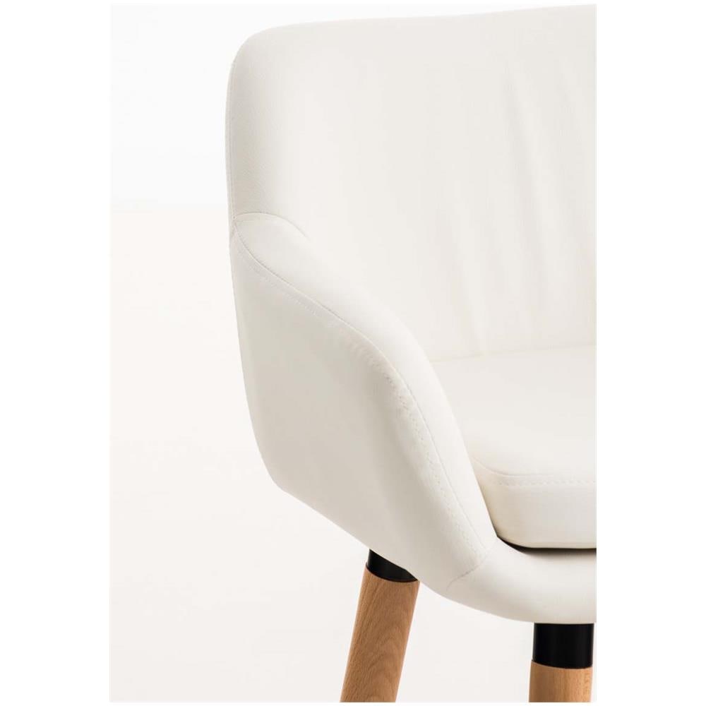 Sgabello Grant con Fodera in Similpelle, Sedia Alta da Bar con Telaio a 4 Gambe, Sgabello da bancone con Schienale e poggiapiedi, Sgabello Alto da banco Bar con braccioli Bianco - Foto 5