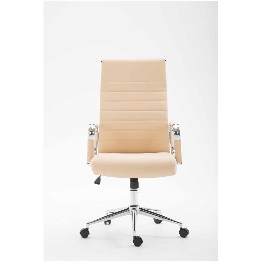 Sedia Ufficio Girevole Kolumbus in Similpelle I Sedia Scrivania Alto Schienale I Sedia Studio Regolabile in Altezza I Sedia con Braccioli Crema - Foto 2