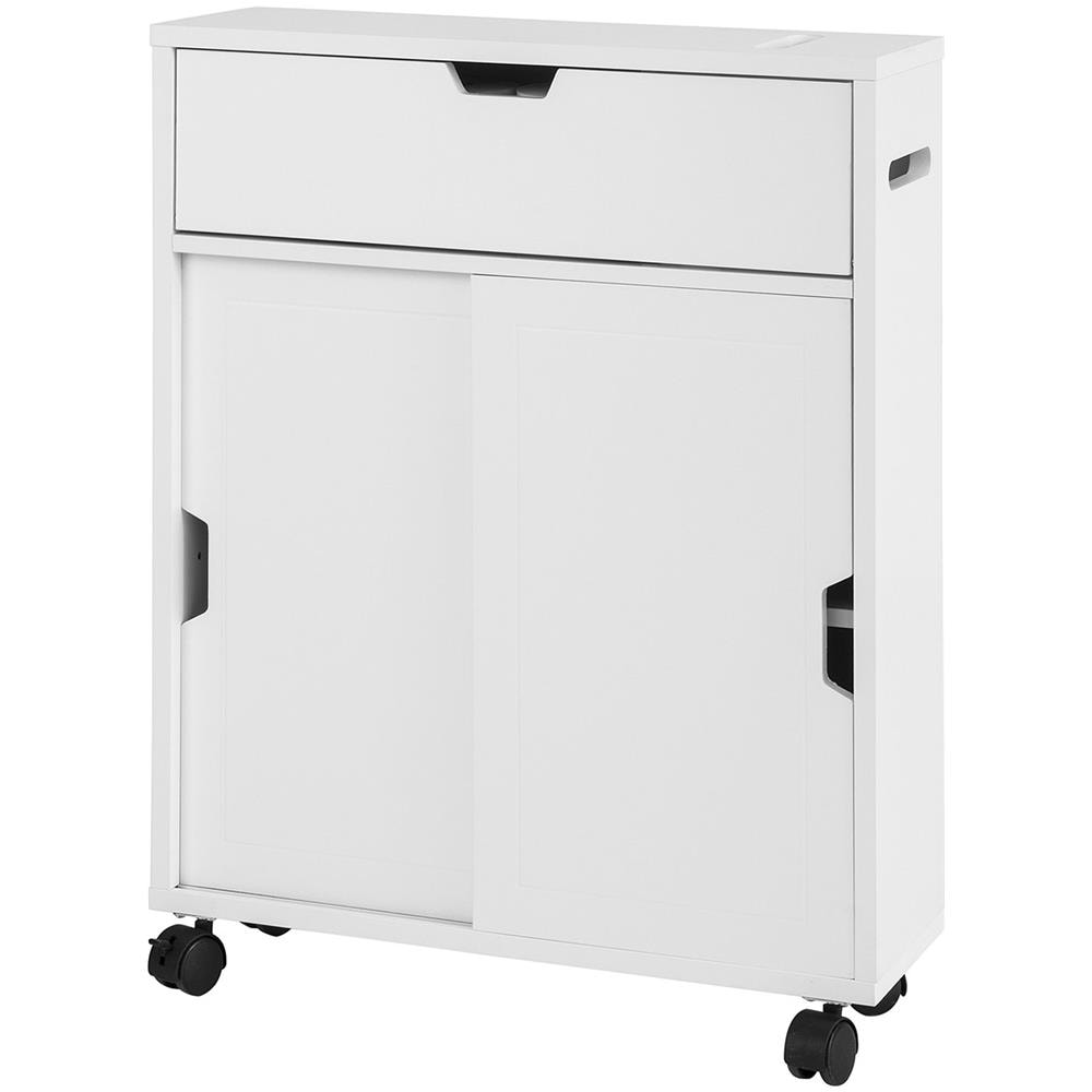 Carrello Salvaspazio Portarotolo Portascopino Con Ruote Bianco Bzr31-w - Foto 1