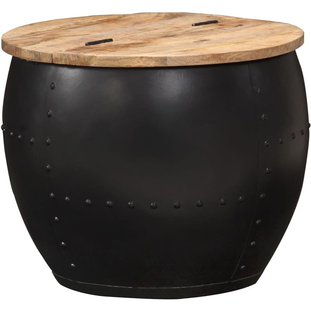 Tavolino Da Caffè Rotondo 53x43 Cm In Legno Massello Di Mango - Foto 1