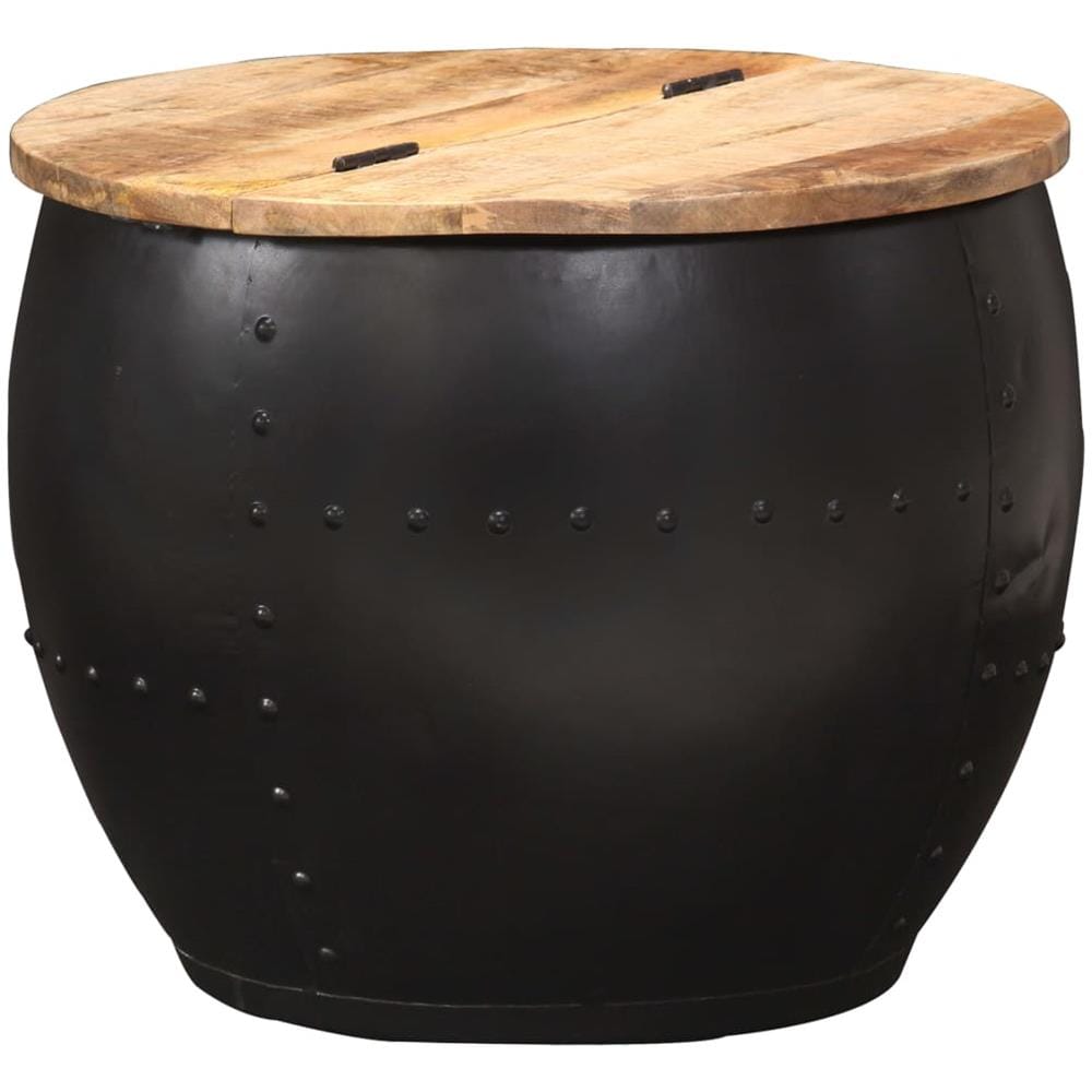 Tavolino Da Caffè Rotondo 53x43 Cm In Legno Massello Di Mango - Foto 8