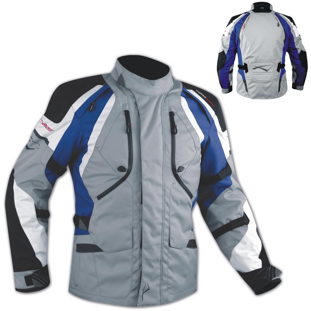 Giacca Offroad Enduro Moto Turismo Impermeabile Tessuto Protezioni Blu L - Foto 1