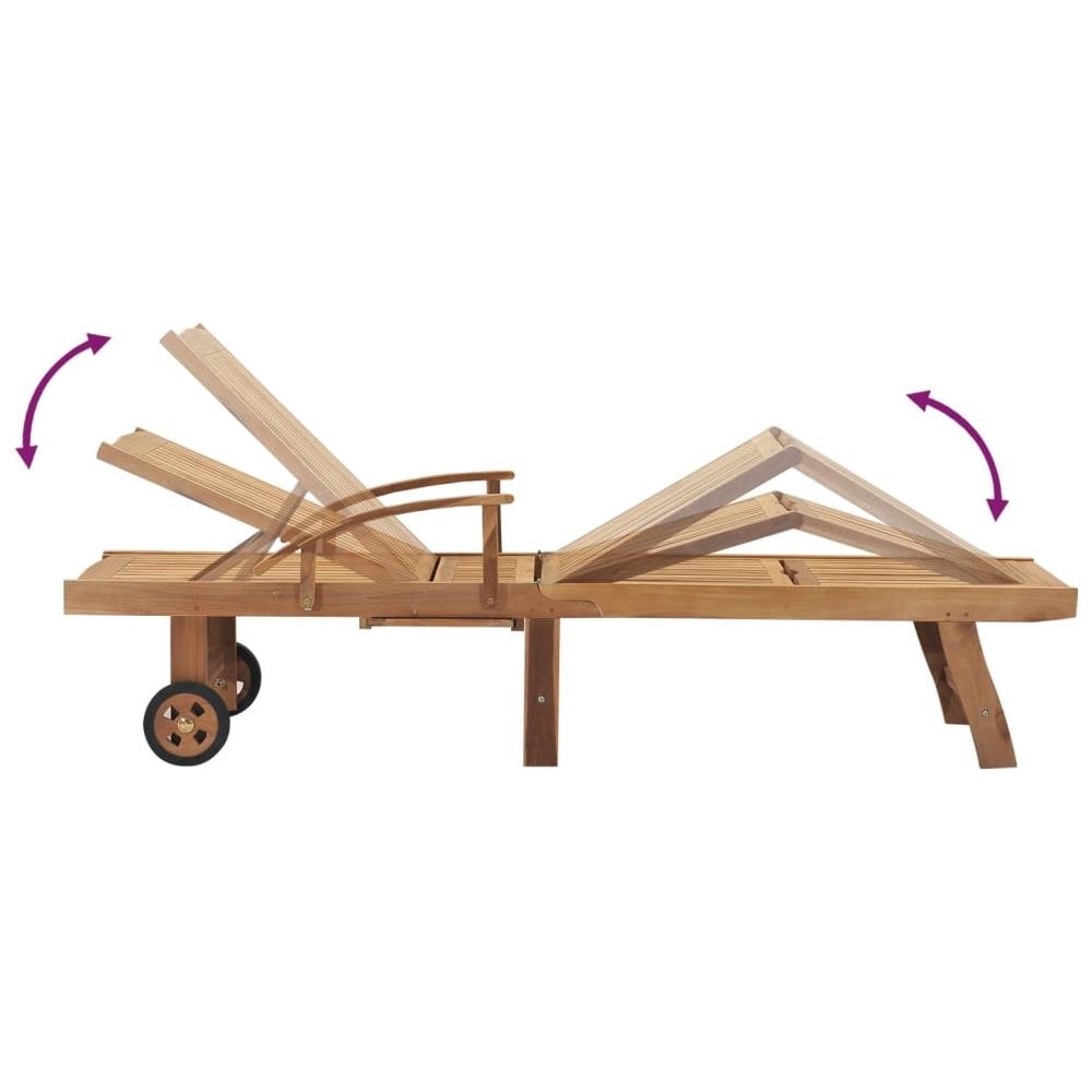 Lettino Prendisole con Tavolo in Legno Massello di Teak - Foto 2