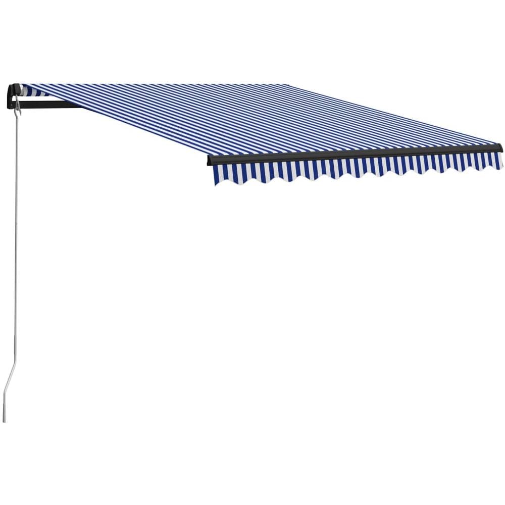 Tenda Da Sole Retrattile Manuale 350x250 Cm Blu E Bianca - Foto 1