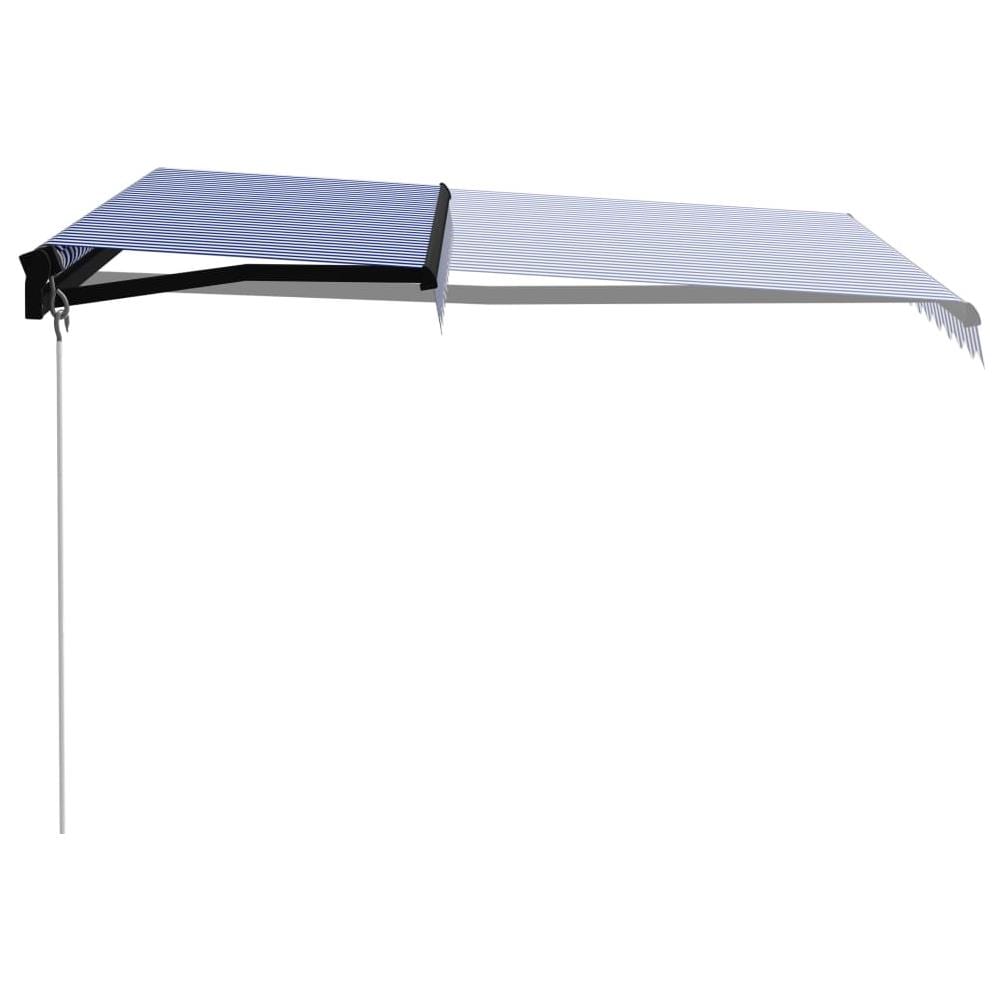 Tenda Da Sole Retrattile Manuale 350x250 Cm Blu E Bianca - Foto 2