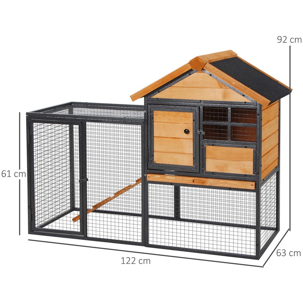 Gabbia Per Conigli Con Casetta, Rampa E Area Aperta, Conigliera In Legno E Metallo Giallo Chiaro, 122x63x92cm - Foto 3
