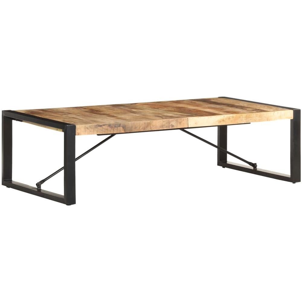 Tavolino Da Salotto 140x70x40 Cm In Legno Di Mango Grezzo - Foto 8