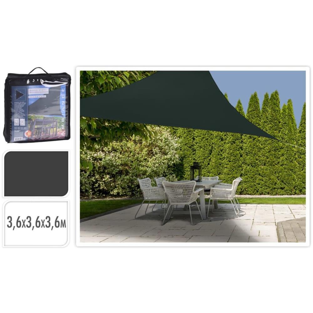 Vela Parasole 3,6x3,6x3,6 m Grigio Scuro a Triangolo - Foto 1