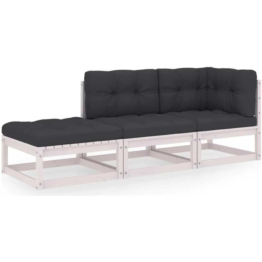 Set Divani da Giardino 3 pz con Cuscini Legno Massello di Pino - Foto 2