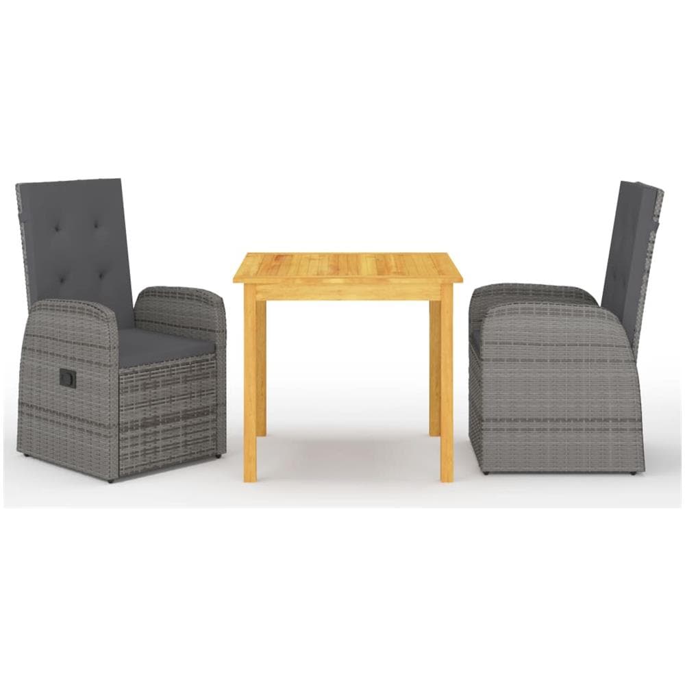Set Mobili da Pranzo per Giardino 3 pz Grigio - Foto 1