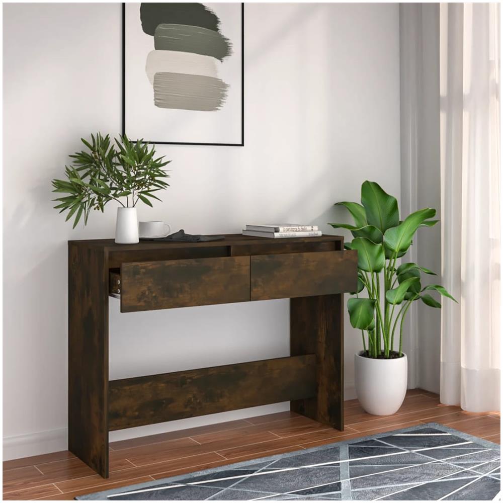 Tavolo Consolle Rovere Fumo 100x35x76,5 cm in Truciolato - Foto 1
