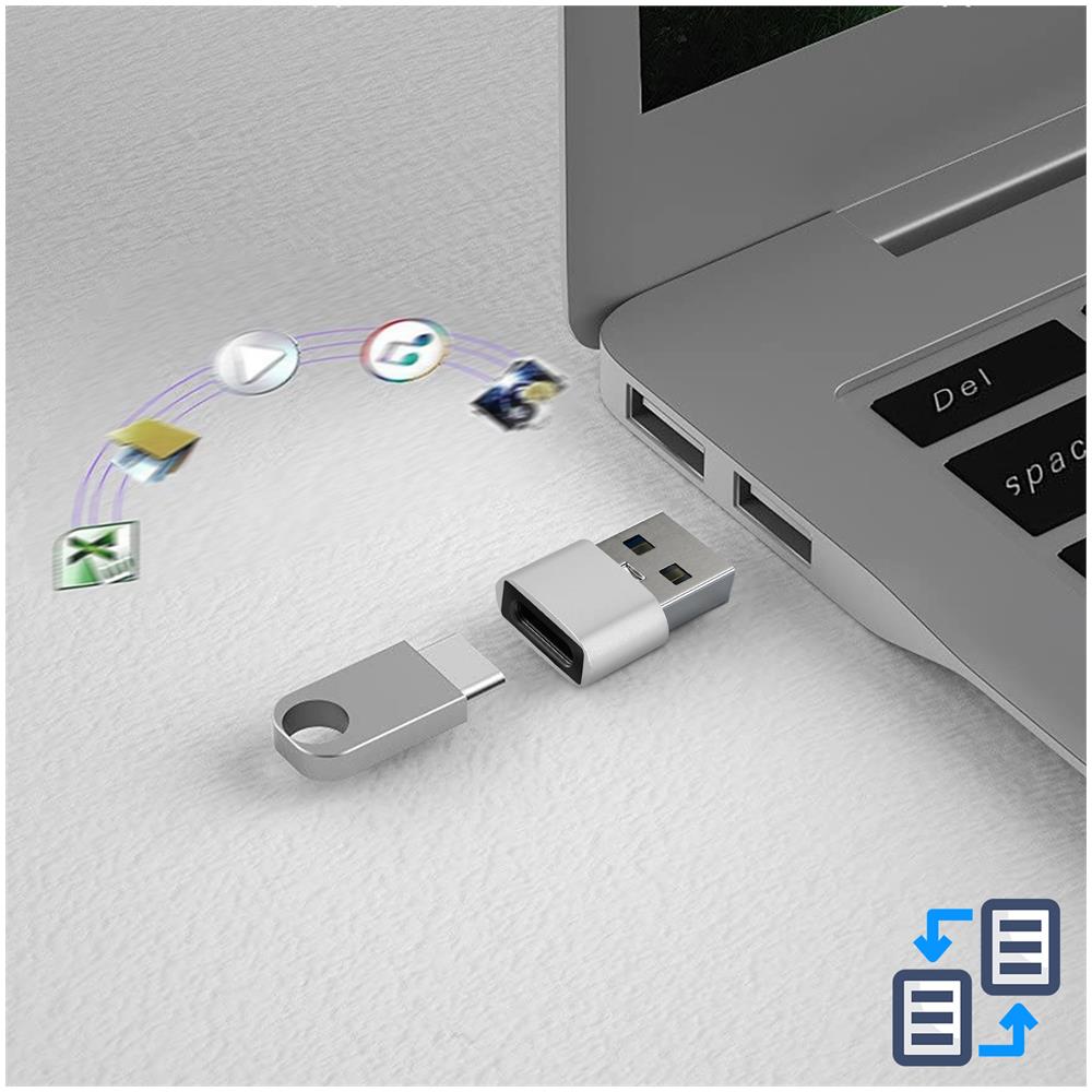 Adattatore Usb A Usb-c, Smartphone, Tablet, Pc, Carica E Sincro, Argento - Foto 2