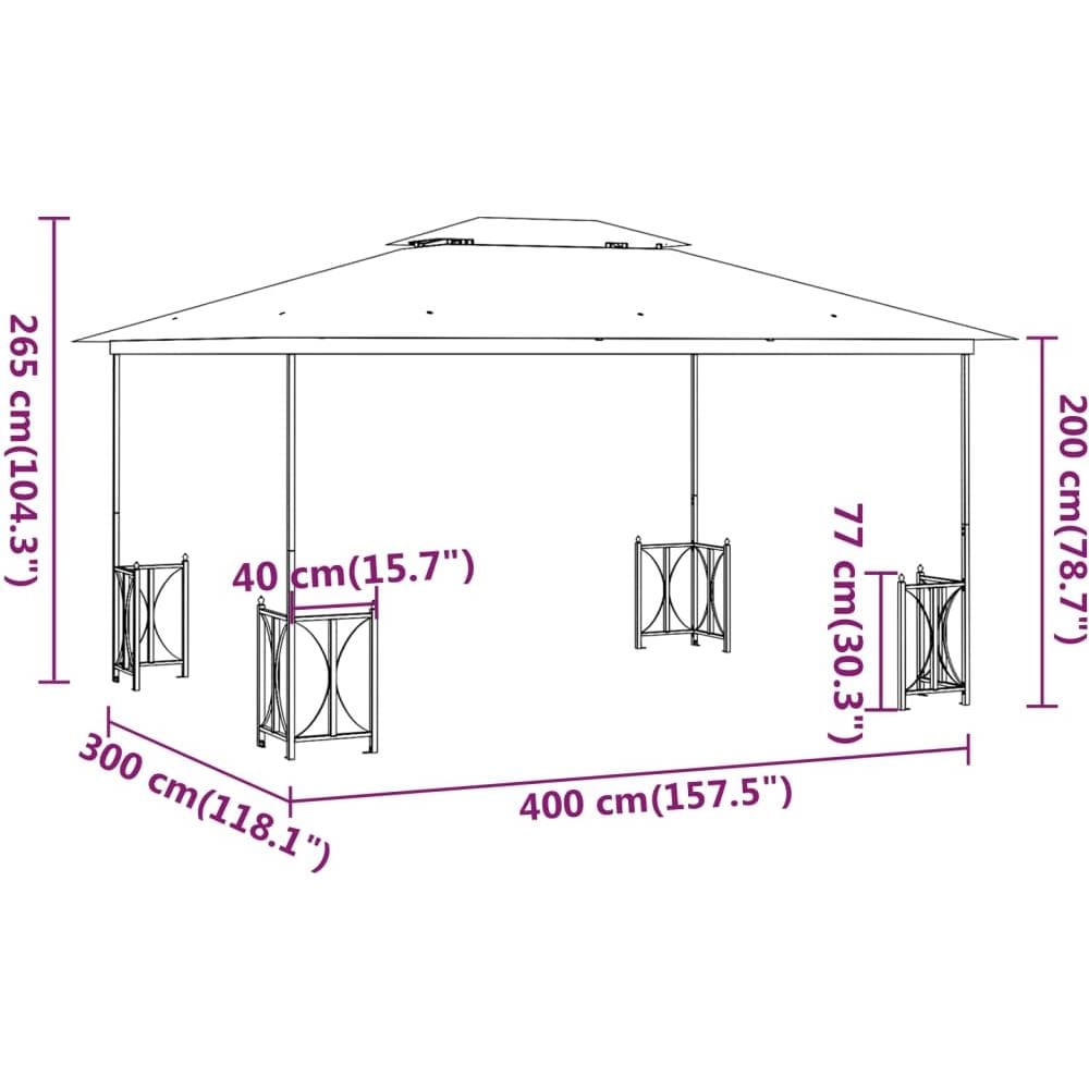 Gazebo Con Teli Laterali E Doppio Tetto 3x4 M Antracite - Foto 5