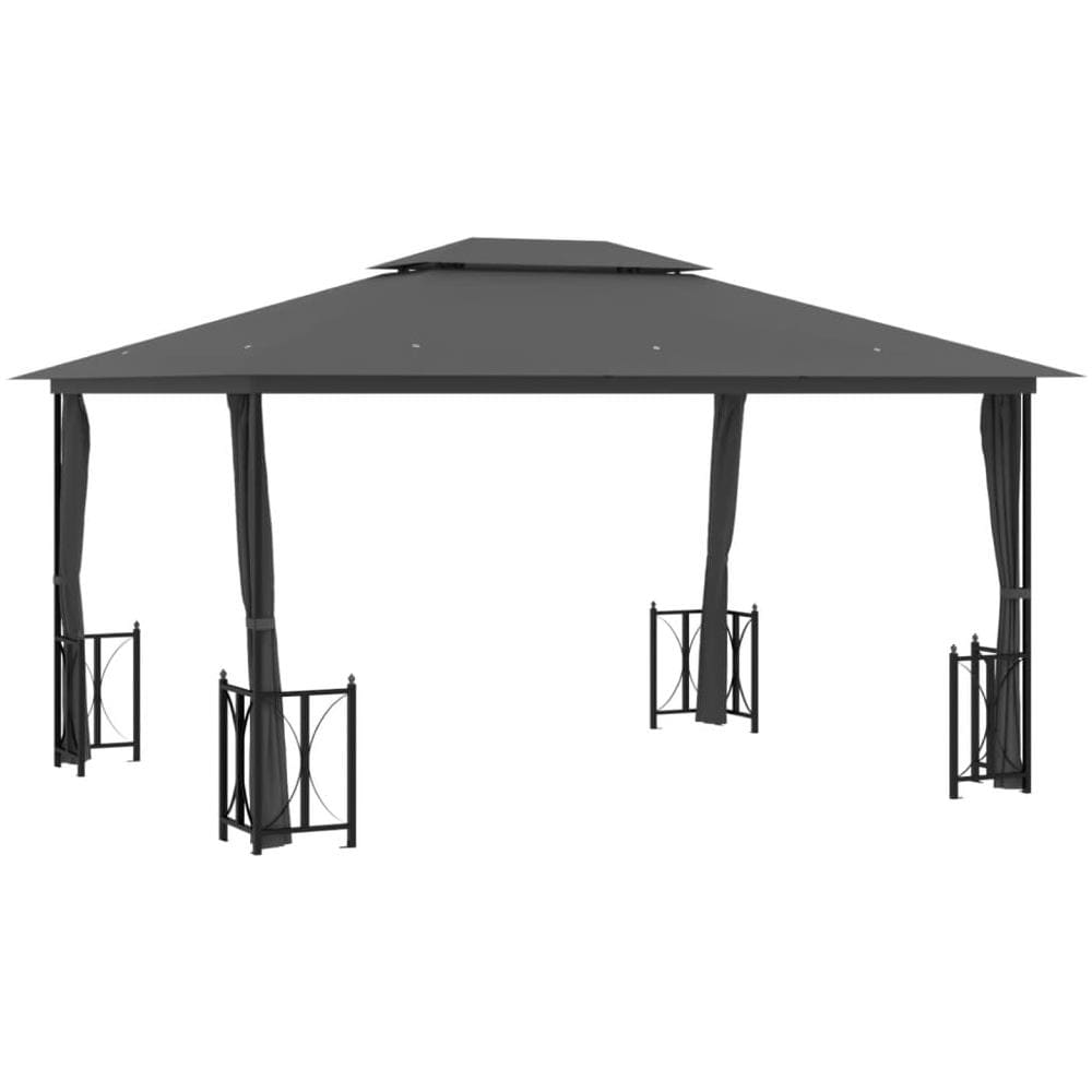 Gazebo Con Teli Laterali E Doppio Tetto 3x4 M Antracite - Foto 1