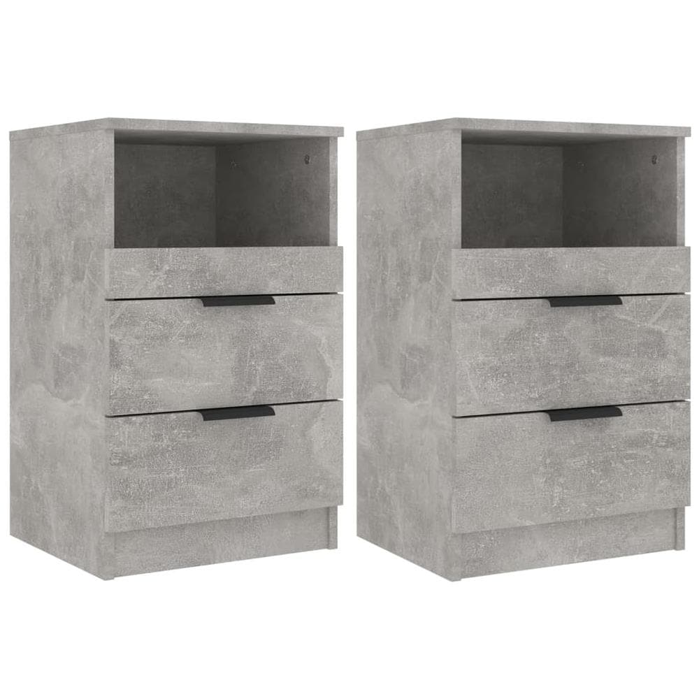 Comodini 2 Pz Grigio Cemento In Legno Multistrato - Foto 1