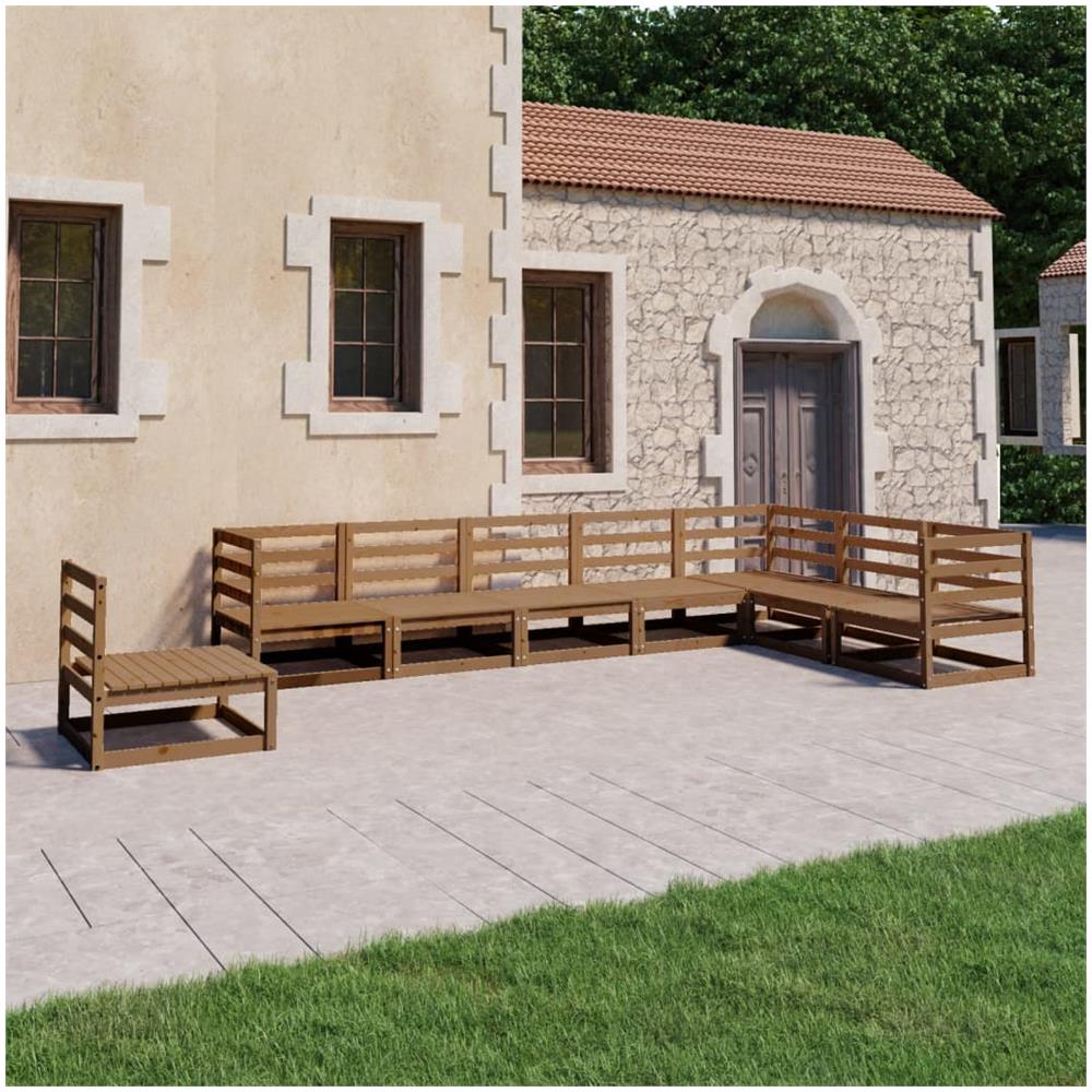 Set Divani Da Giardino 8 Pz Marrone Miele In Massello Di Pino - Foto 1
