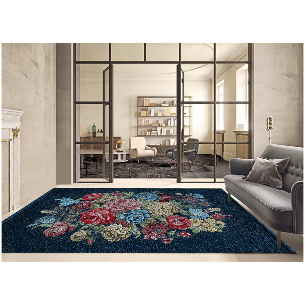 Tappeto Arredo Antiscivolo Camera Salotto Disegno Floreale Danubio Zaffiro By Suardi 65x220 Zaffiro - Foto 5