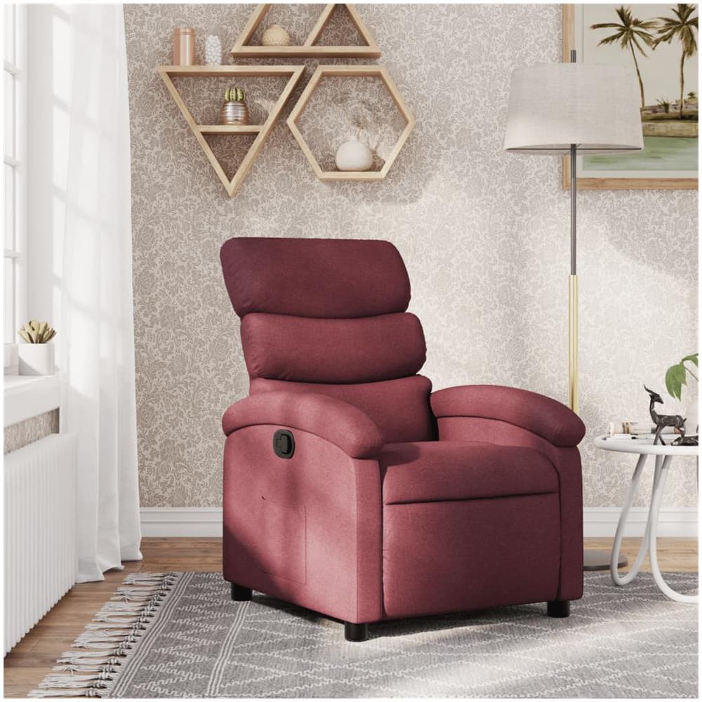Poltrona Reclinabile In Tessuto Rosso Vino - Foto 1