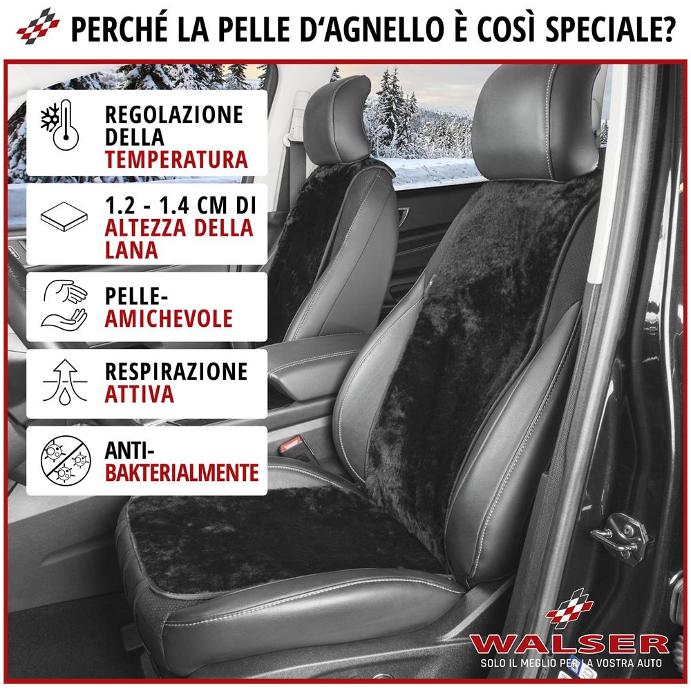 Coprisedili Auto In Pelle Di Agnello Cosmo Nero 12-14mm Altezza Pelo - Foto 2