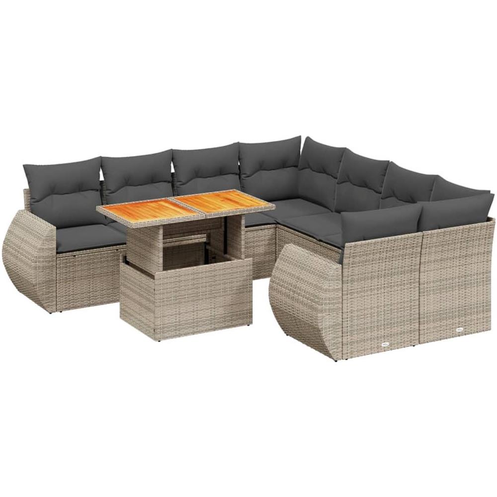 Set Divano da Giardino 9 pz con Cuscini Grigio in Polyrattan - Foto 1