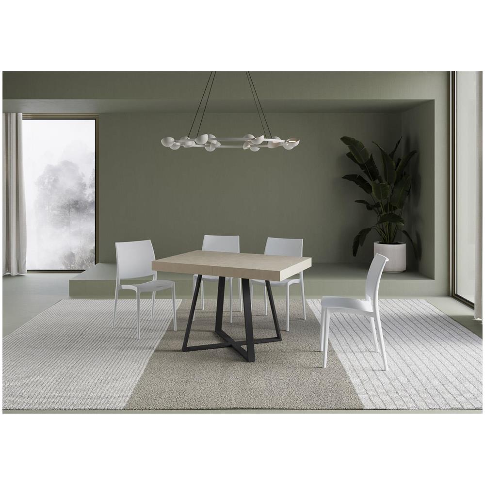 Tavolo allungabile 80x120/204 cm Abbraccio Cashmere gambe antracite - Foto 2