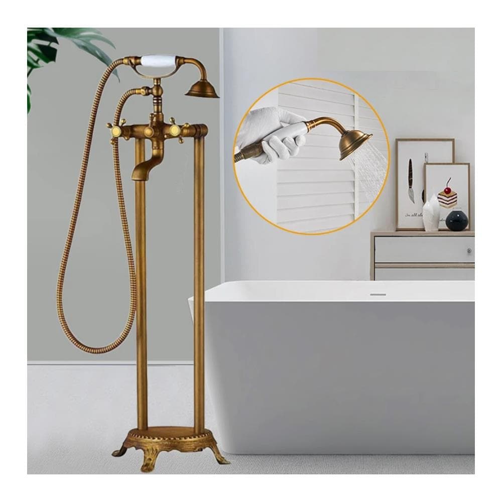 Rubinetto per vasca da bagno indipendente, Blackswan, tipo M40.2 in ceramica bianca, modello bronzo antico, misura 100 cm - Foto 4
