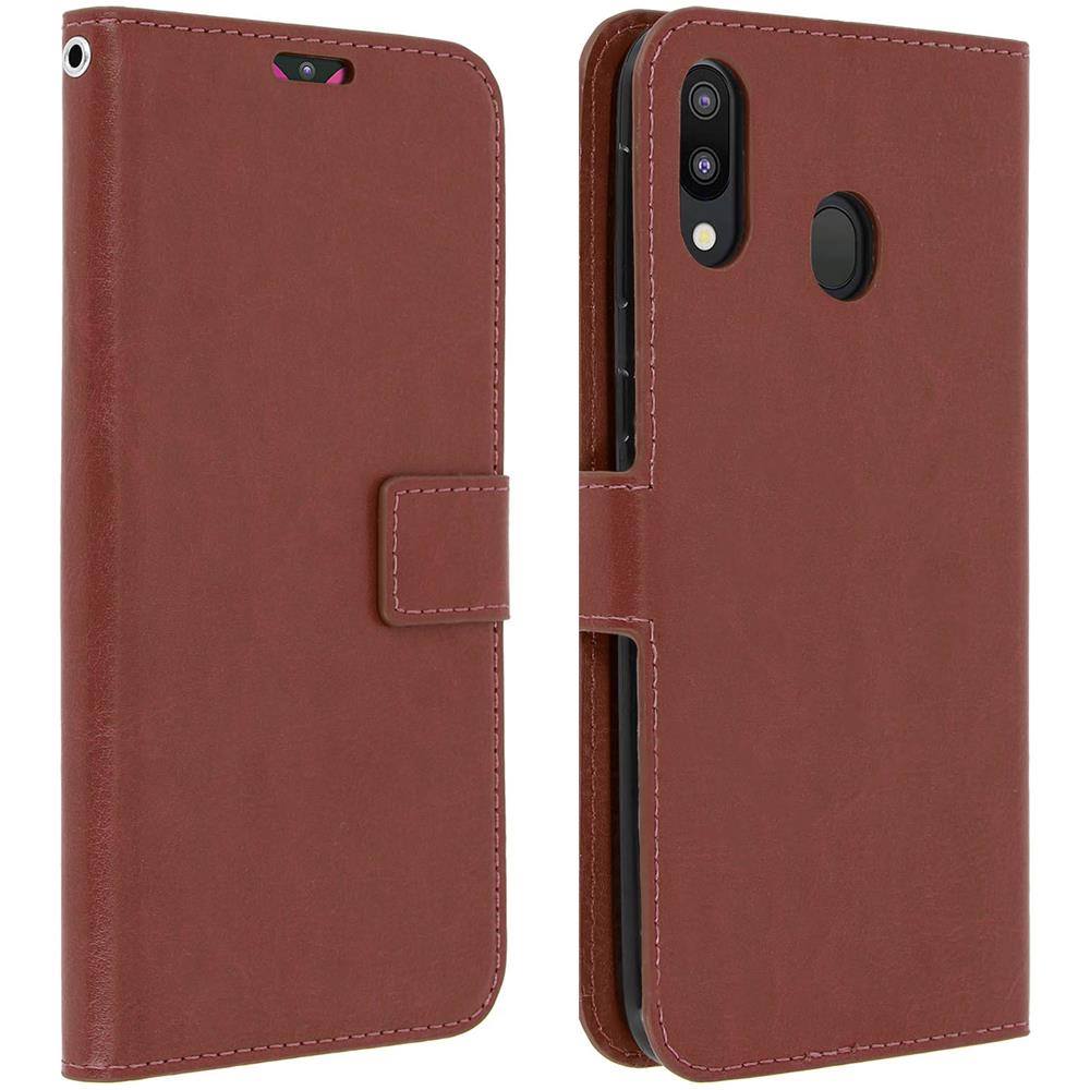 Custodia A Libro Samsung Galaxy M20 Portacarte Funzione Supporto - Marrone - Foto 1