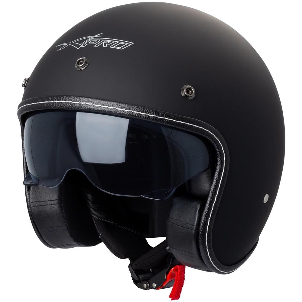 Casco Moto Jet Cafe Racer Omologato Ece 22-05 Parasole Scooter Nero Opaco L - Foto 1