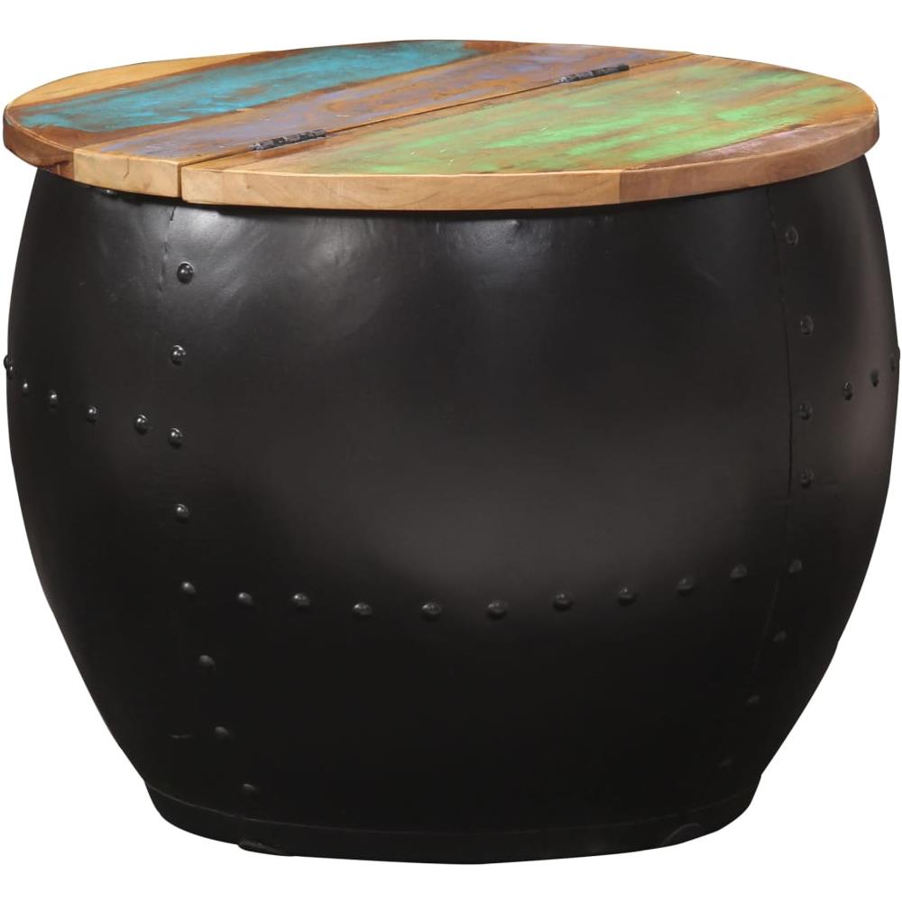 Tavolino Da Caffè 53x43 Cm In Legno Massello Di Recupero - Foto 4