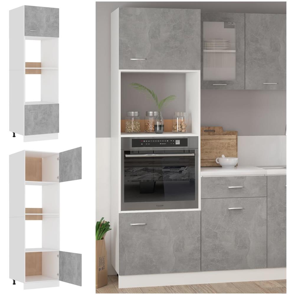 Mobile per Microonde Grigio Cemento 60x57x207 cm Multistrato - Foto 2