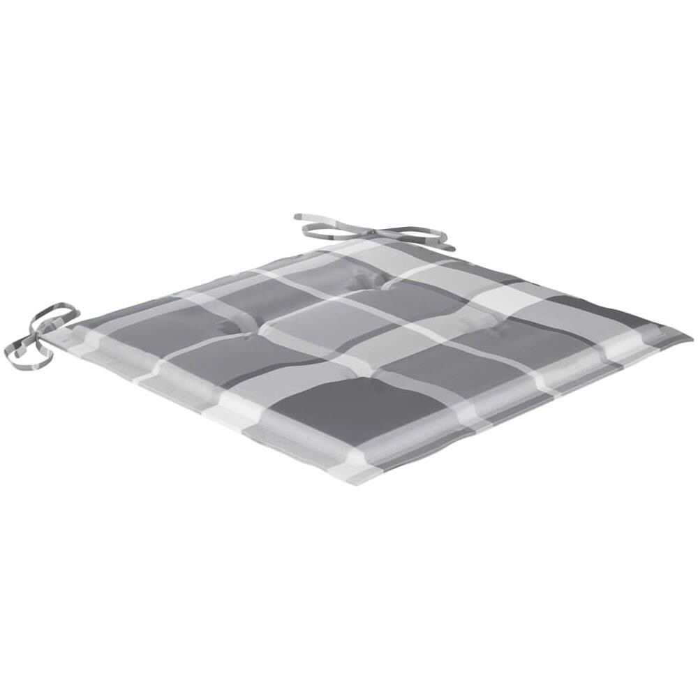 Cuscini Sedie Giardino 2 pz a Quadri Grigi 40x40x4 cm Tessuto - Foto 3