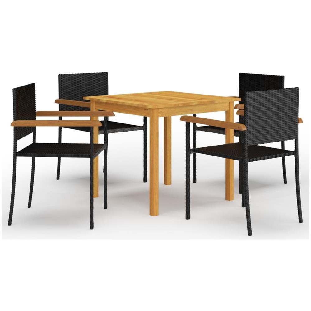 Set Mobili da Pranzo per Giardino 5 pz Nero - Foto 1