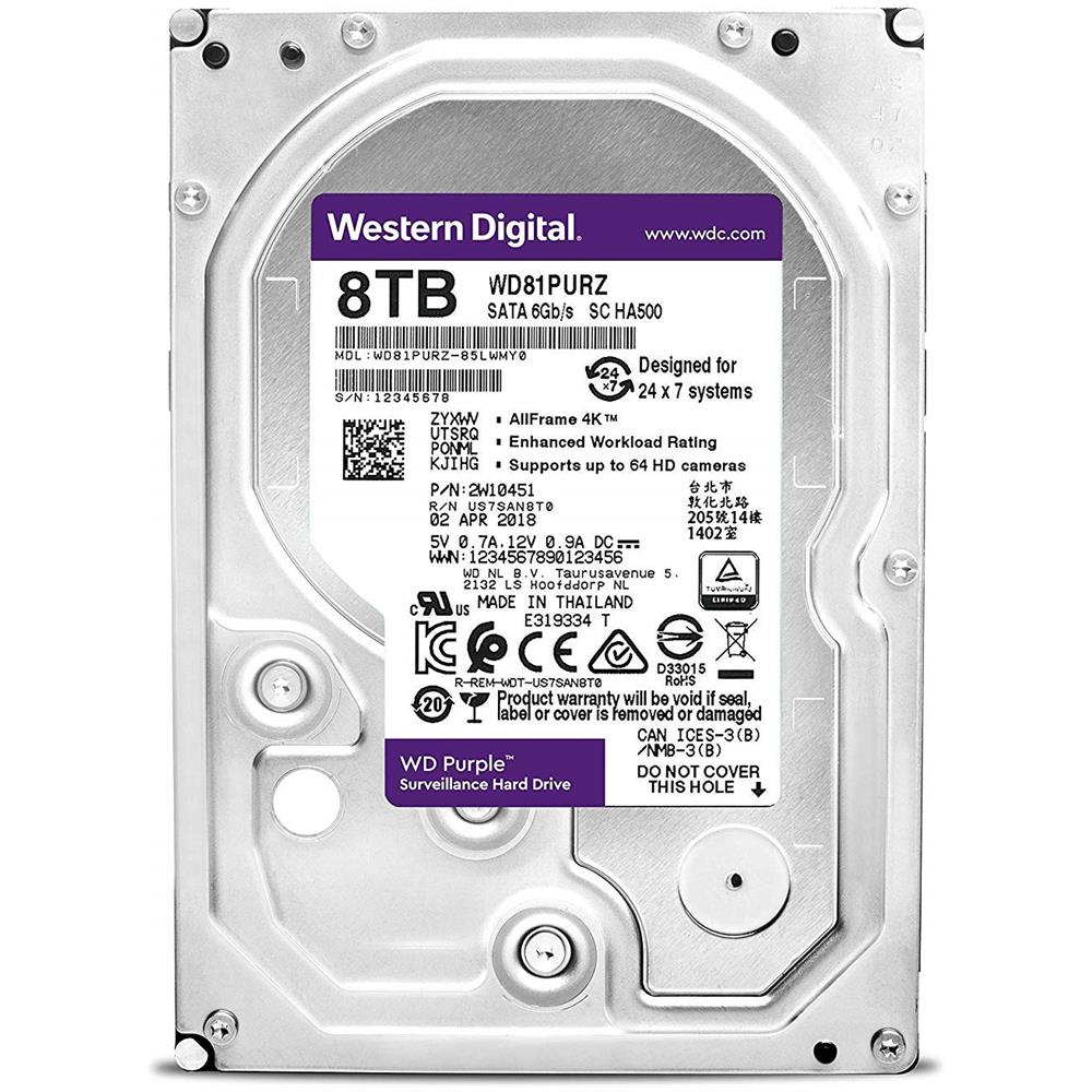 Hard Disk per Sistemi di Videosorveglianza WD Purple 8 TB 3.5" Interfaccia Sata III 6 Gb / s Buffer 256 Mb 5400 rpm - Foto 2