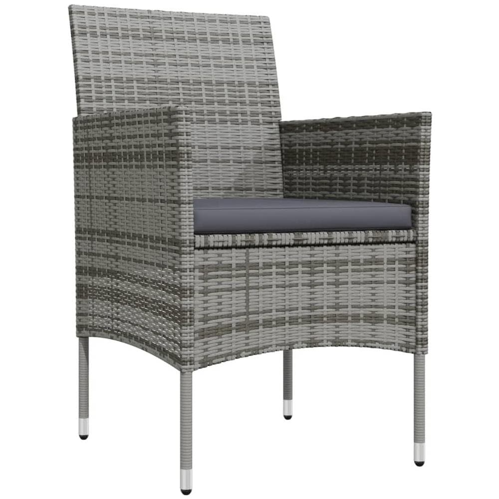 Set Da Pranzo Per Giardino 9 Pz Con Cuscini Grigio E Nero - Foto 3