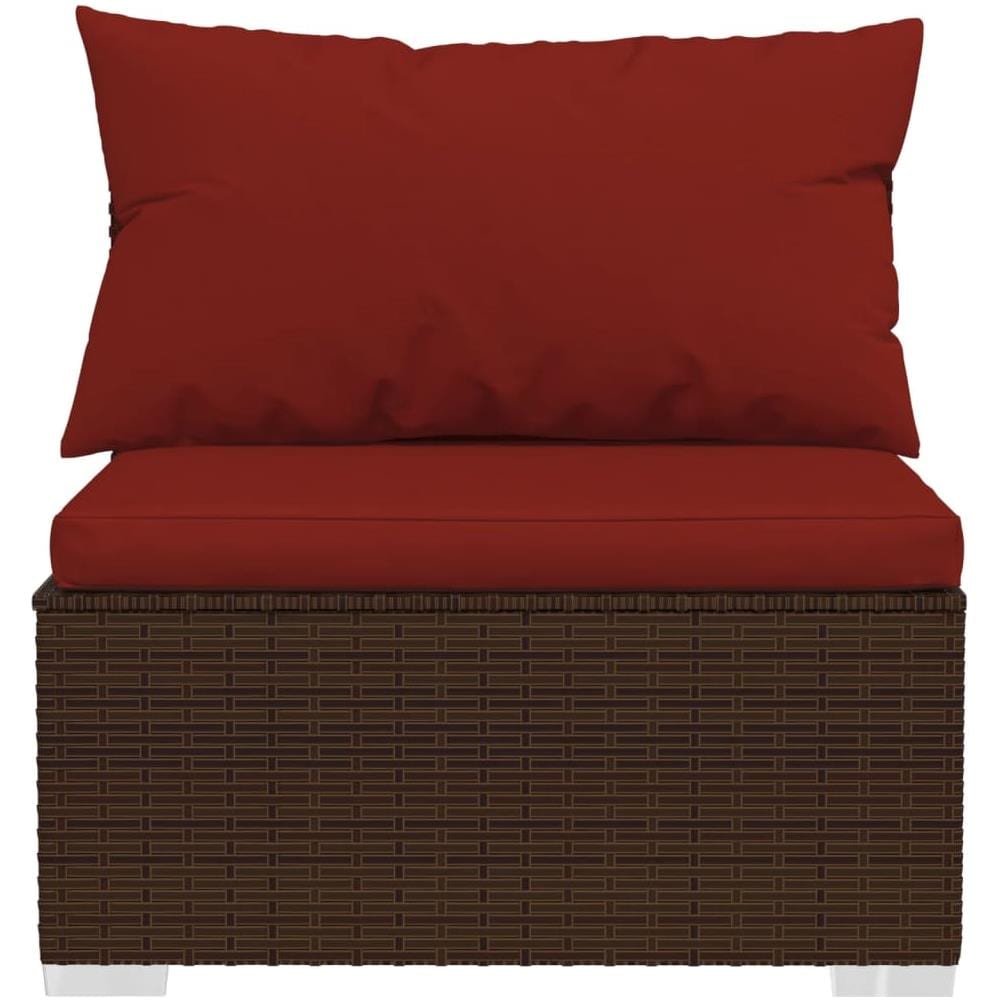 Set Divani Da Giardino 4 Pz Con Cuscini In Polyrattan Marrone - Foto 2