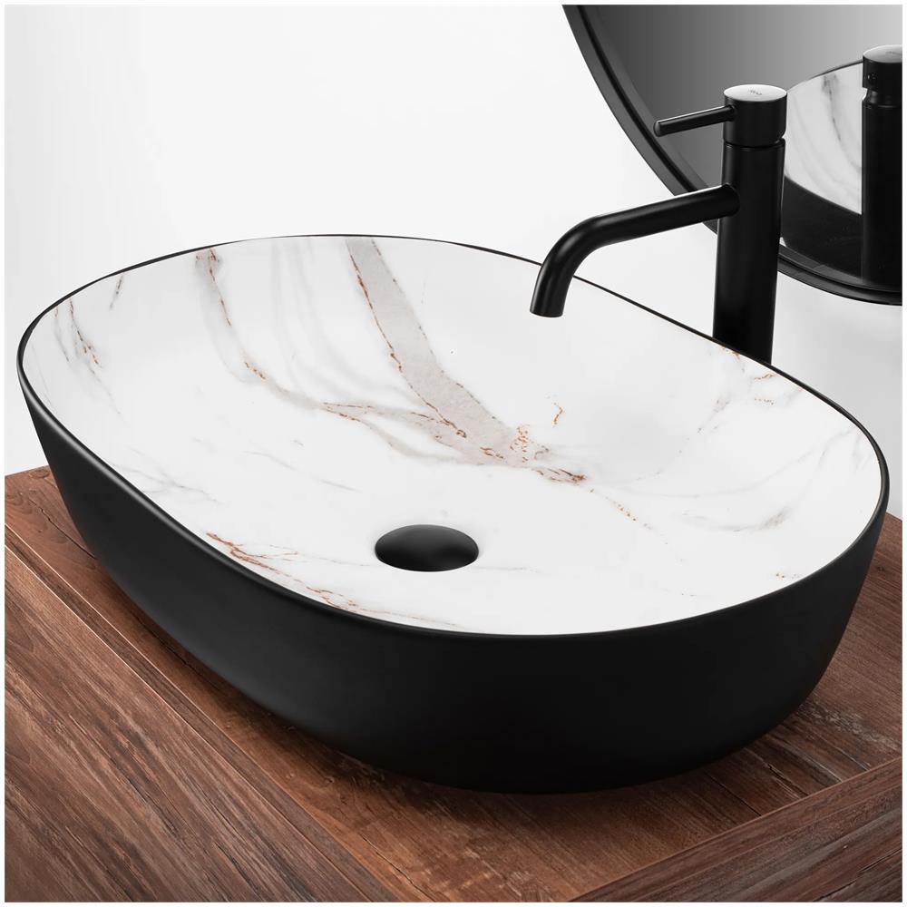 Lavabo Da Appoggio In Ceramica Rea Cleo Black Aiax Matt - Foto 2