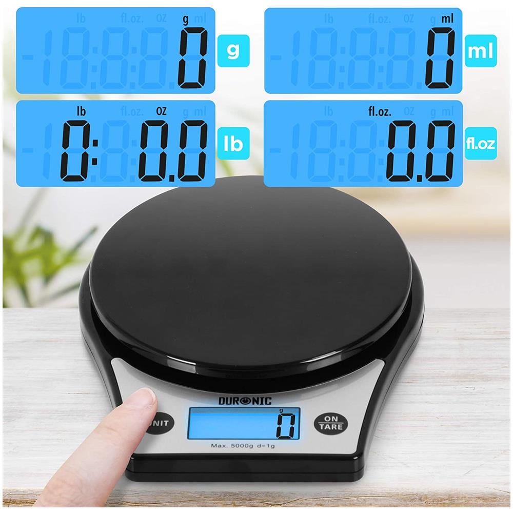 Ks6000 Bk Bilancia Da Cucina | Bilancia Ad Alta Precisione Con Display Digitale Retro Illuminato | Portata 1g / 5 Kg Con Ciotola Da 2 L | Piattaforma Nera | Funzione Tara | Ideale Per Cucina E Pasticceria - Foto 2