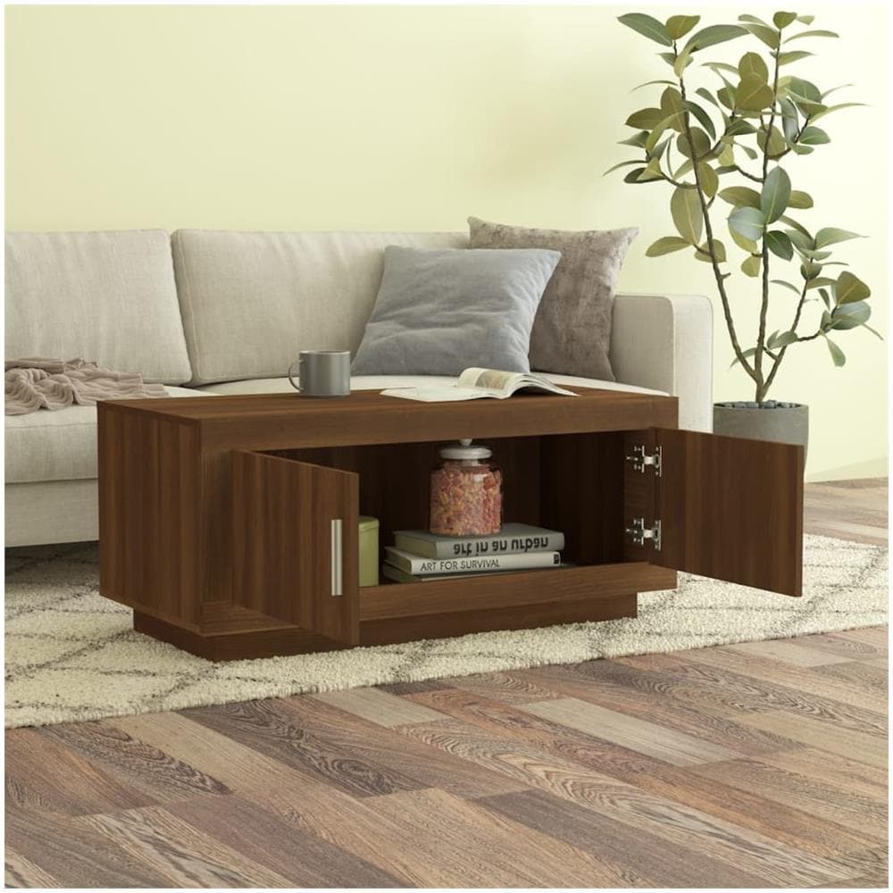 Tavolino Salotto Rovere Marrone 102x50x45 Cm Legno Multistrato - Foto 2