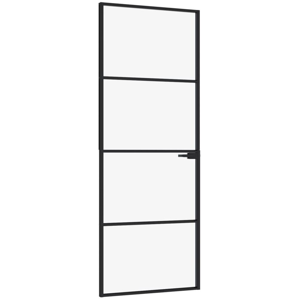 Porta Interna Nera 76x201,5cm Vetro Temperato Alluminio Sottile - Foto 2