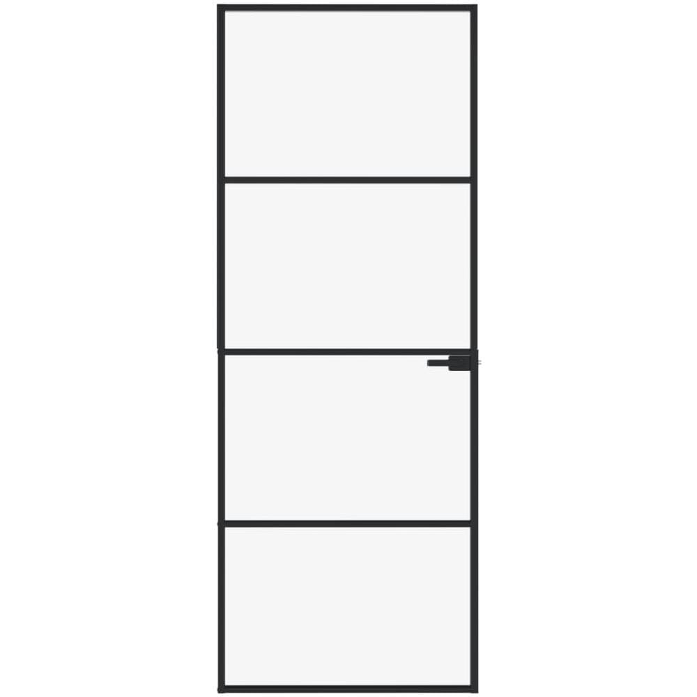 Porta Interna Nera 76x201,5cm Vetro Temperato Alluminio Sottile - Foto 3