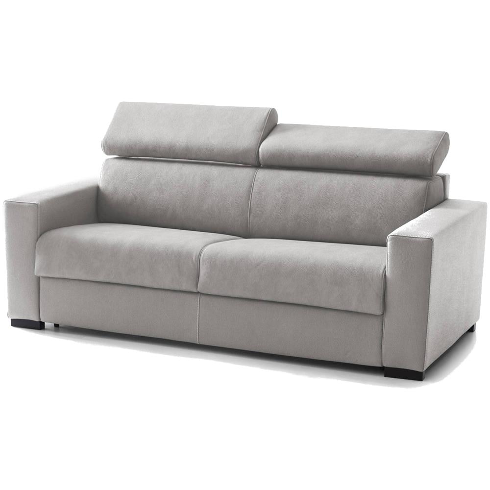 Divano Letto Aiko, Divano A 3 Posti, 100% Made In Italy, Sofà Soggiorno Con Apertura Girevole, Con Poggiatesta Regolabili E Braccioli Standard, Cm 220x95h85, Grigio - Foto 2