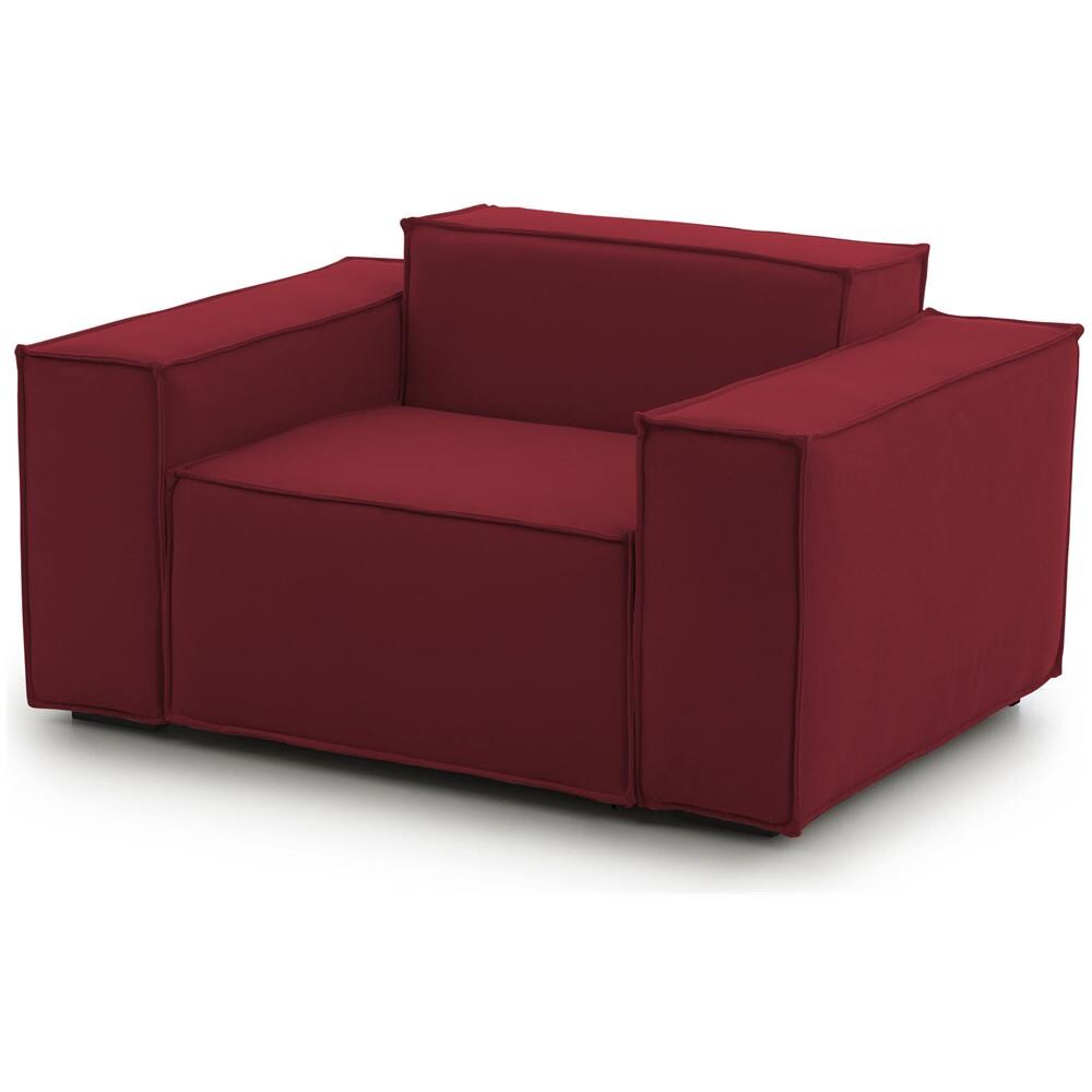 Poltrona Emanuela, Poltrona Da Salotto, 100% Made In Italy, Poltroncina Relax In Tessuto Imbottito, Cm 140x95h70, Rosso - Foto 2